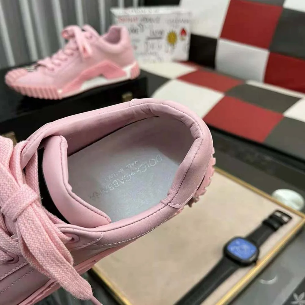 Dolce Gabbana D&G Calfskin NS1 Sneakers with DG Logo for Unisex in Pink Dolce Gabbana D&G Calfskin NS1 Sneakers with DG Logo for Unisex in Pink