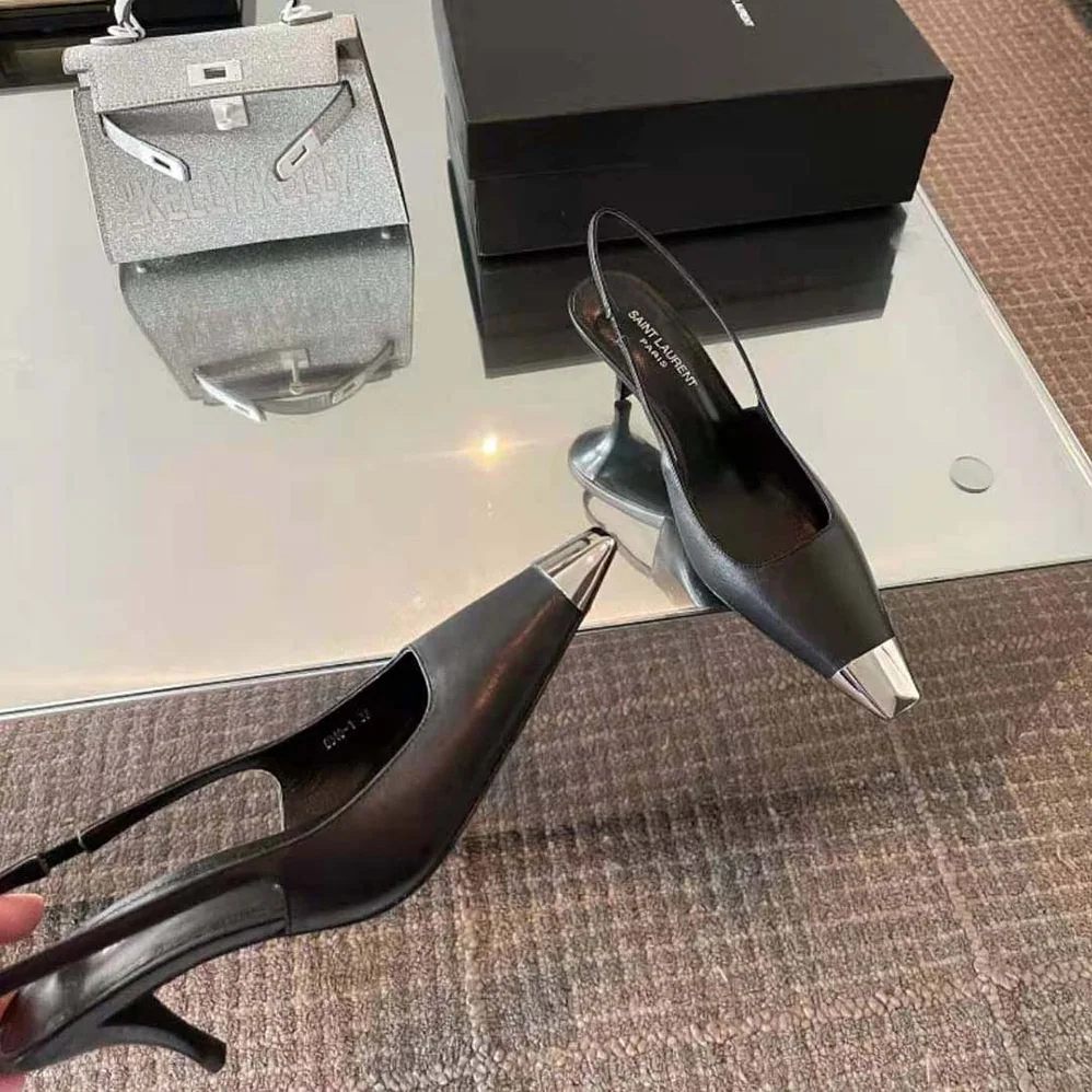 Saint Laurent YSL Blade Slingback Pumps in Smooth Leather for Women