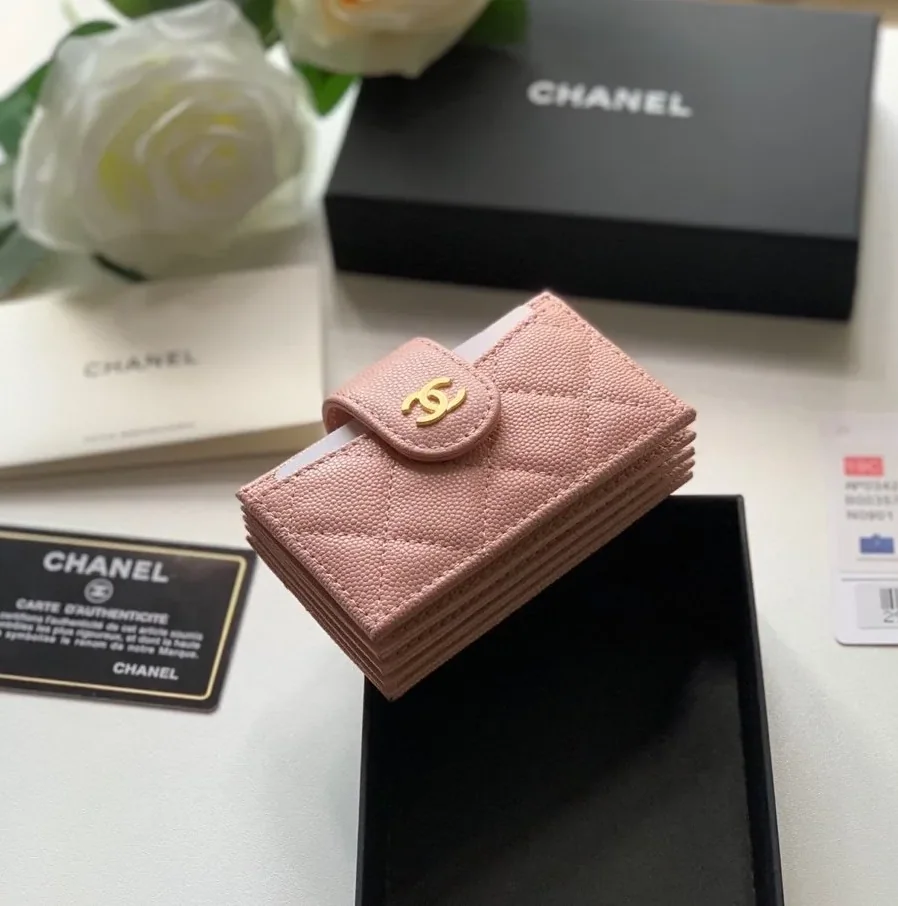 Chanel CO-CO Card Holder Wallet Pink Gold Toned Hardware / Chanel CO-CO Card Holder Wallet Pink Gold Toned Hardware /