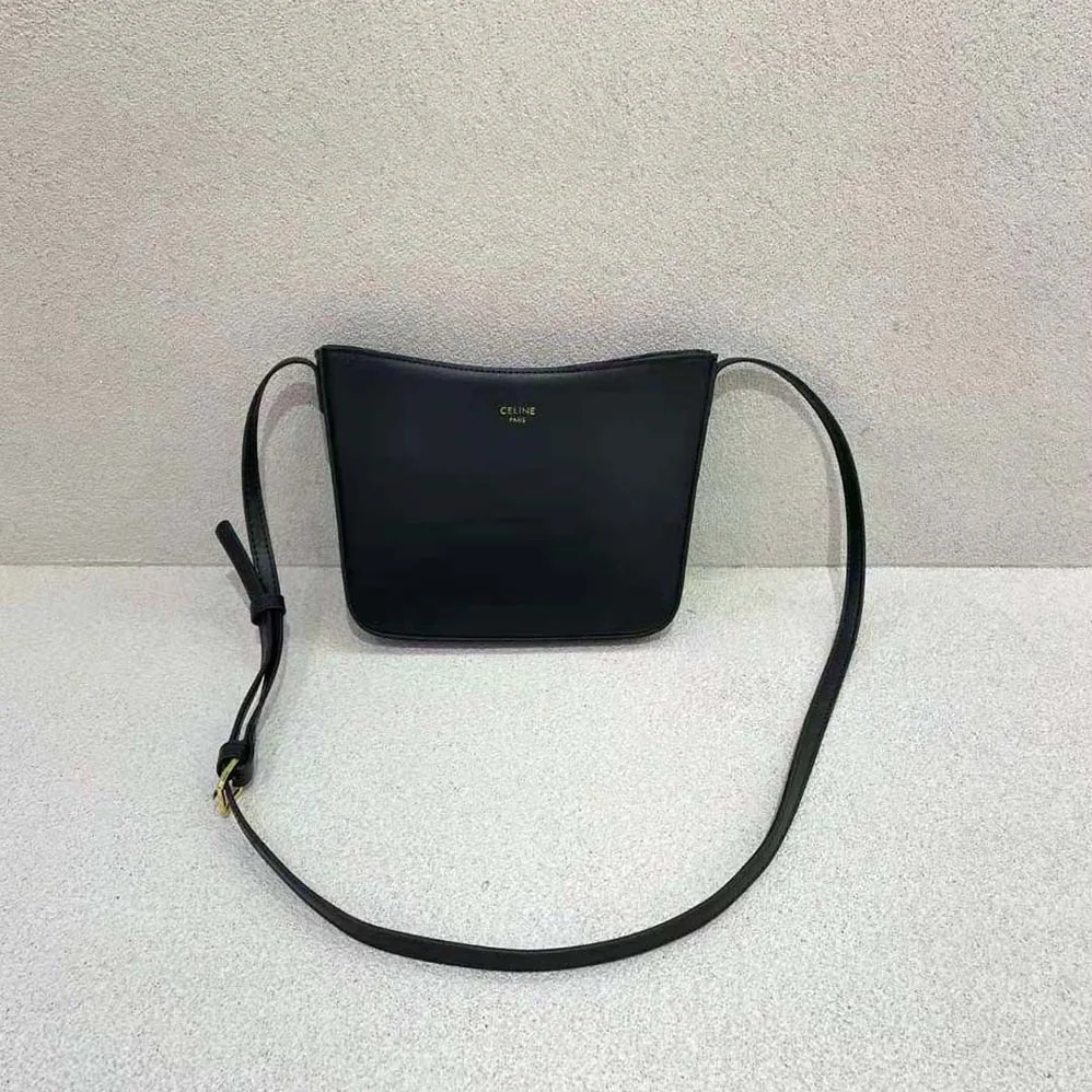 Celine Medium Celine Croque Bag in Shiny Calfskin for Women in Black Celine Medium Celine Croque Bag in Shiny Calfskin for Women in Black