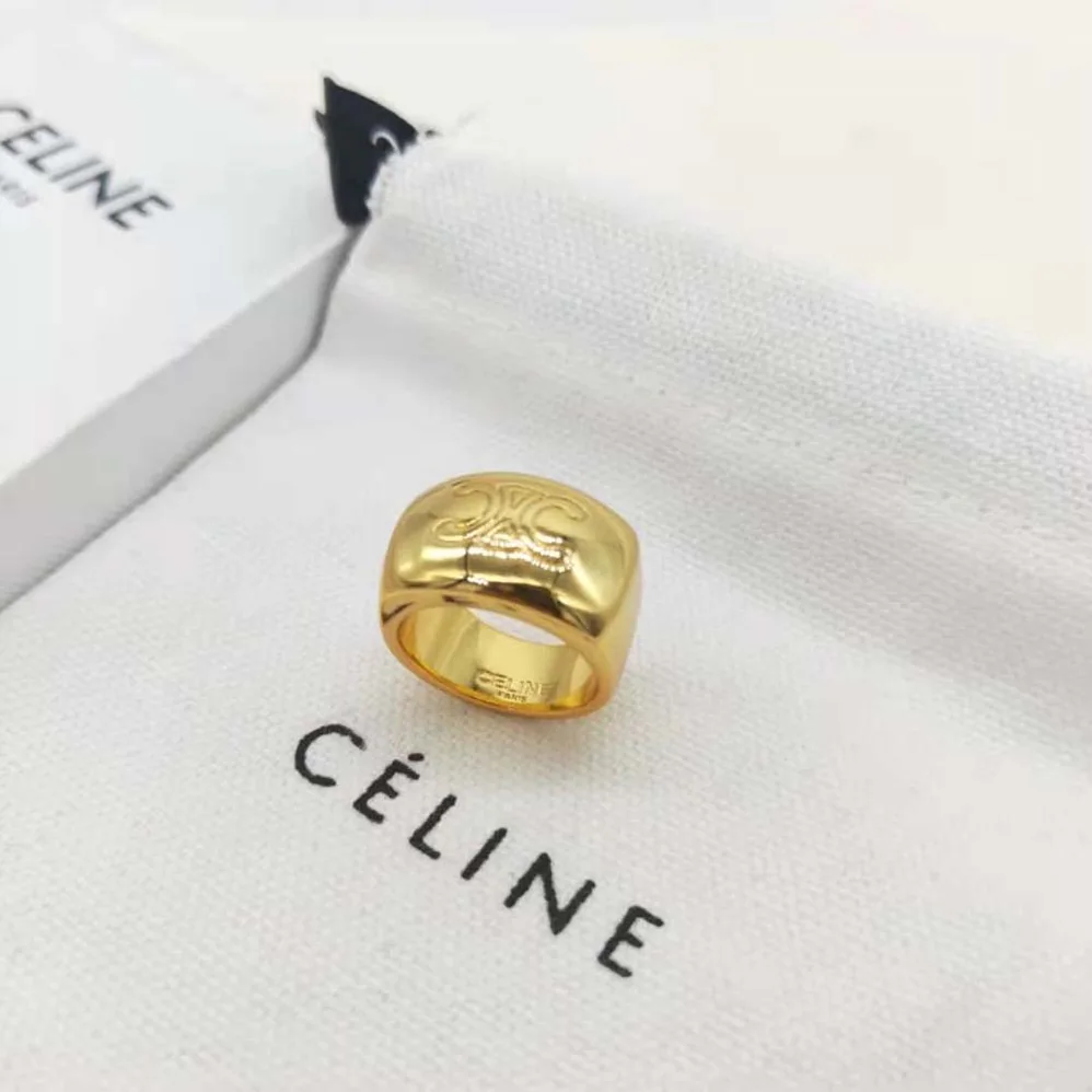 Celine Triomphe Bold Ring in Brass with Gold Finish for Women Celine Triomphe Bold Ring in Brass with Gold Finish for Women