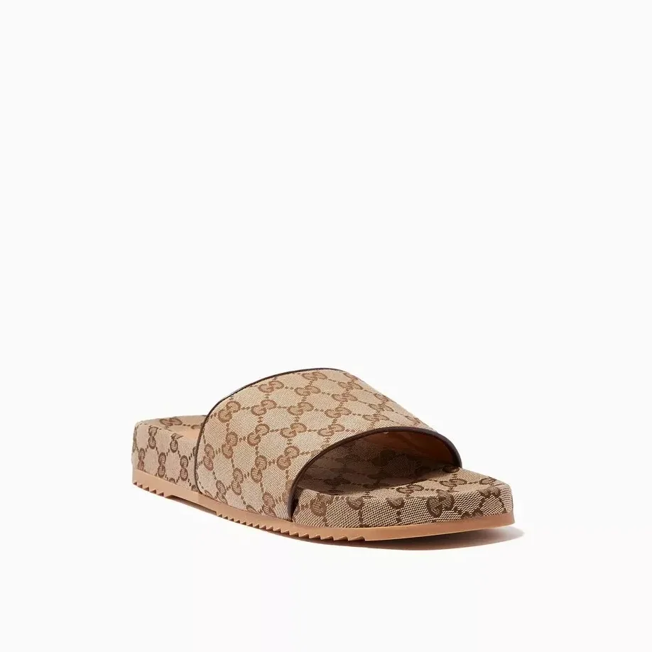Gucci Beige & Brown for Men's in GG Slide Sandals