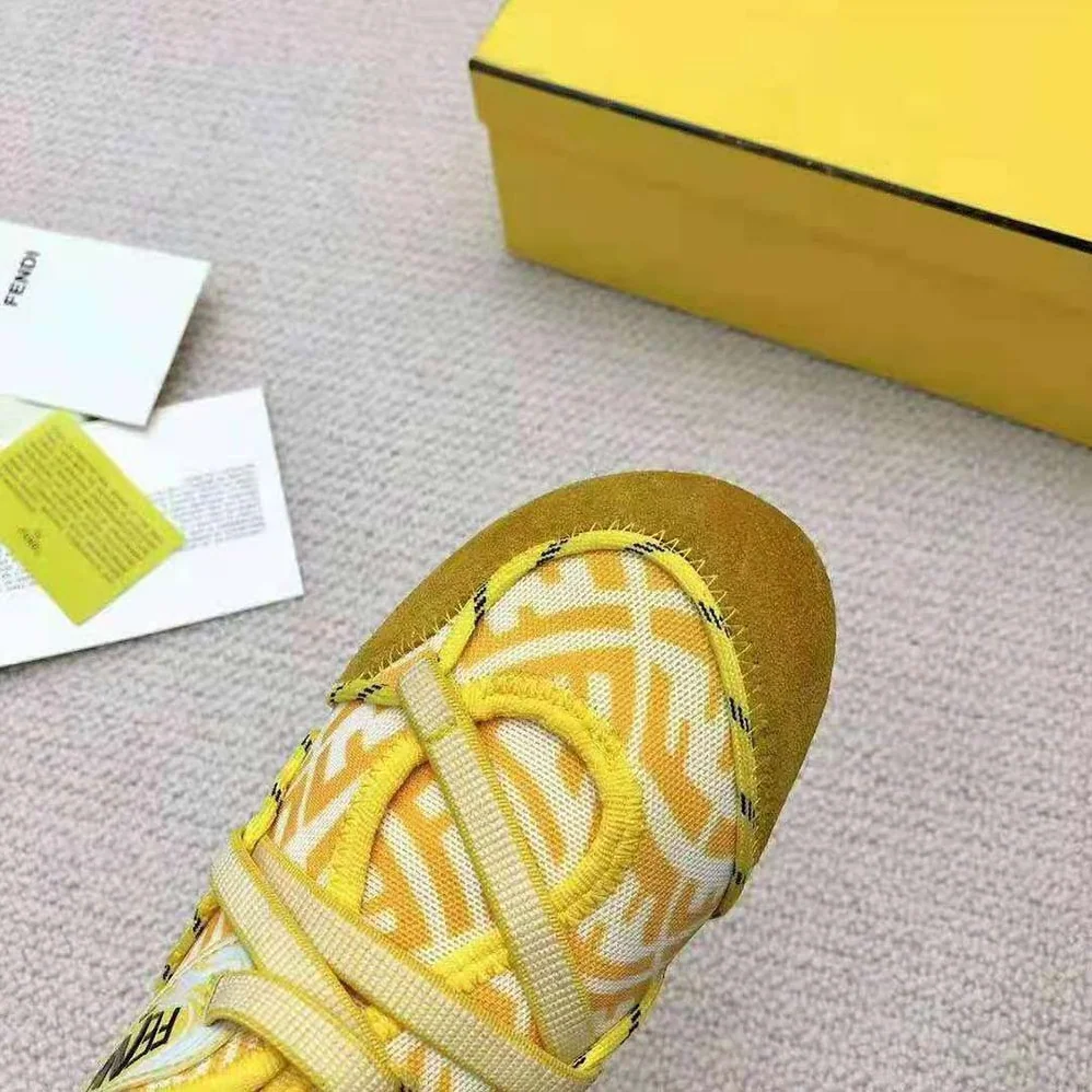 Fendi Flex Yellow Suede Sneakers for Women
