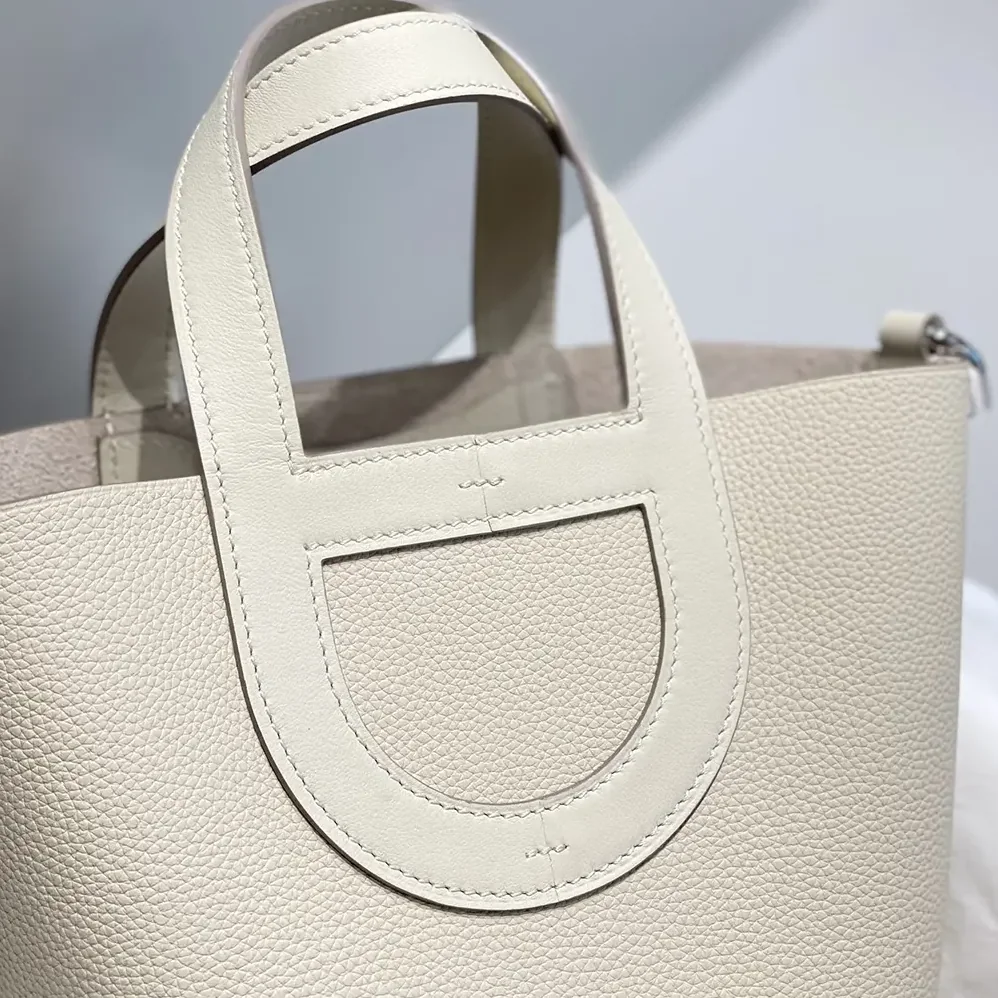 Hermes In the Loop 18 Handbag Clemence Leather for Women in White/Silver
