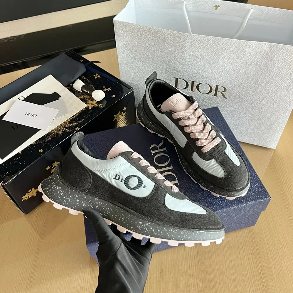 Dior Squash Sneaker Gray and Pink Suede Calfskin with Light Blue Technical Fabric for Unisex Dior Squash Sneaker Gray and Pink Suede Calfskin with Light Blue Technical Fabric for Unisex