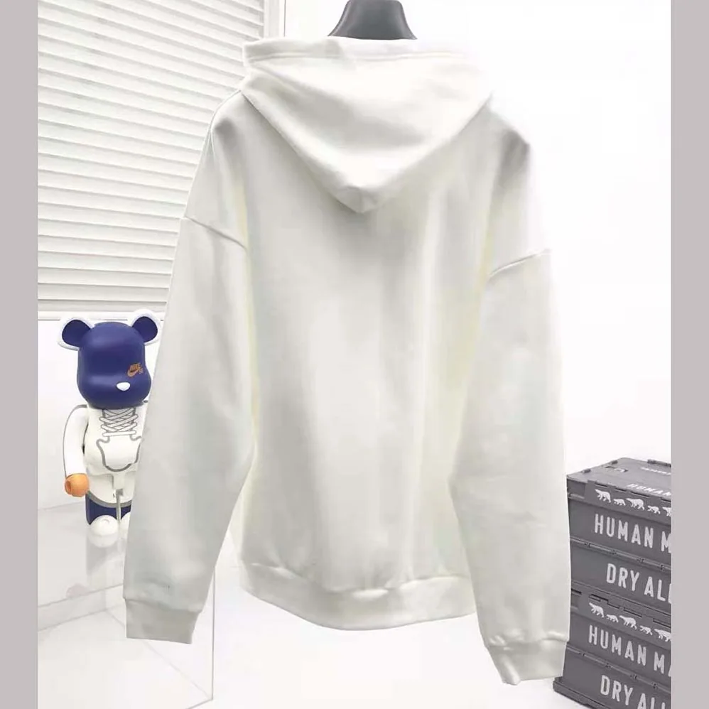 Balenciaga College Wide Fit Hoodie in off-white and Dark Blue Medium Fleece for Men Balenciaga College Wide Fit Hoodie in off-white and Dark Blue Medium Fleece for Men