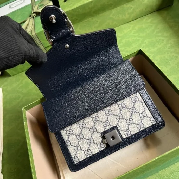 Gucci Dionysus Mini Bag Beige And Blue GG Supreme Canvas / Gucci Dionysus Mini Bag Beige And Blue GG Supreme Canvas /