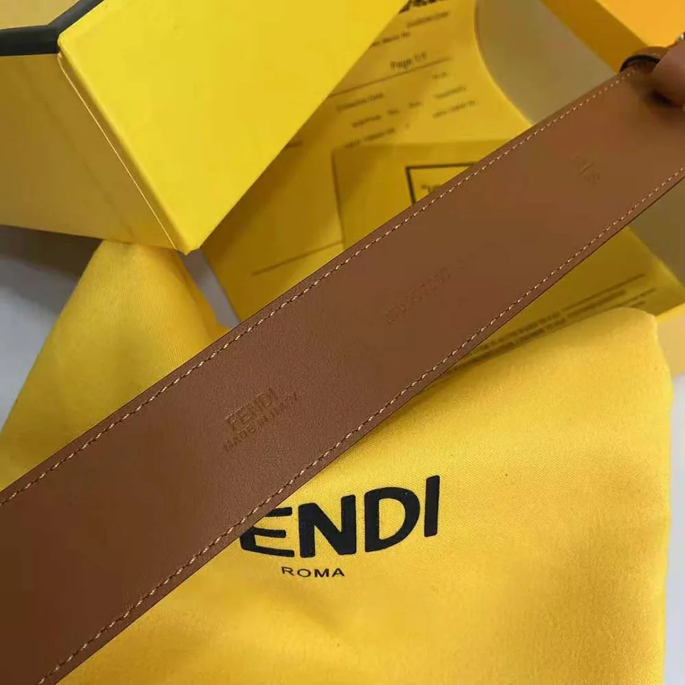 Fendi Belt with Loop and FF Stud Buckle for Women in Brown Fendi Belt with Loop and FF Stud Buckle for Women in Brown