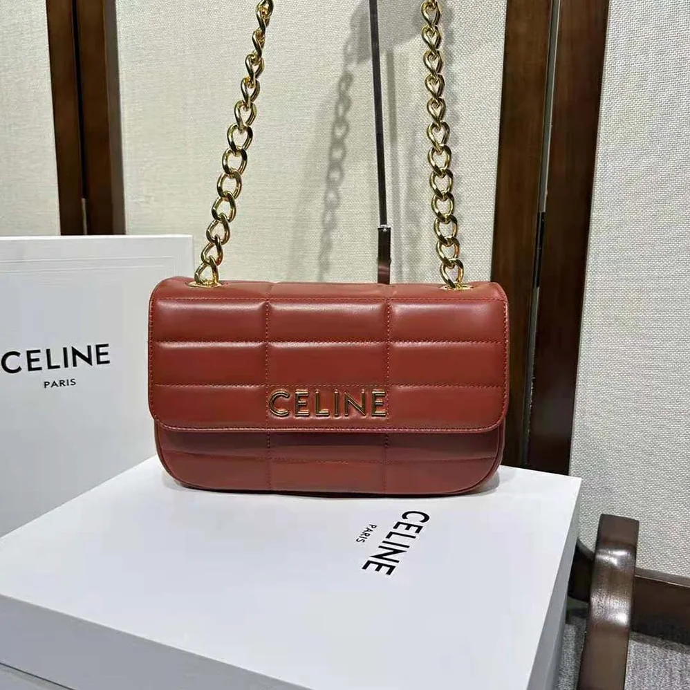 Celine Chain Shoulder Bag Matelasse Monochrome Celine in Quilted Goatskin for Women in Brown Celine Chain Shoulder Bag Matelasse Monochrome Celine in Quilted Goatskin for Women in Brown