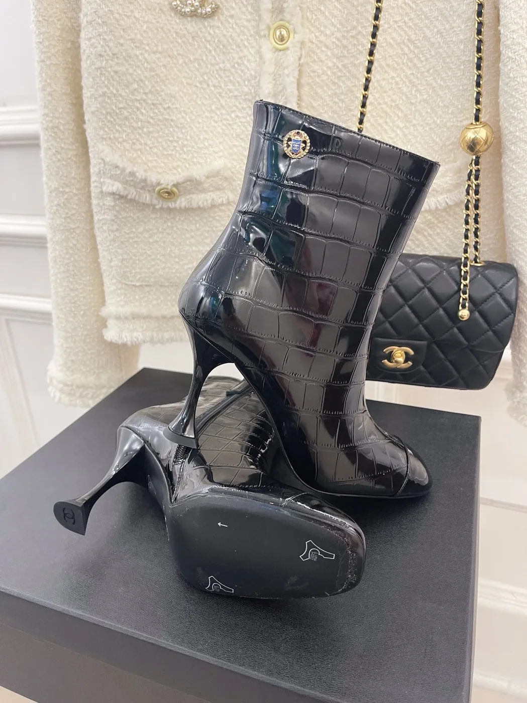 Chanel Short Boots Black for Women