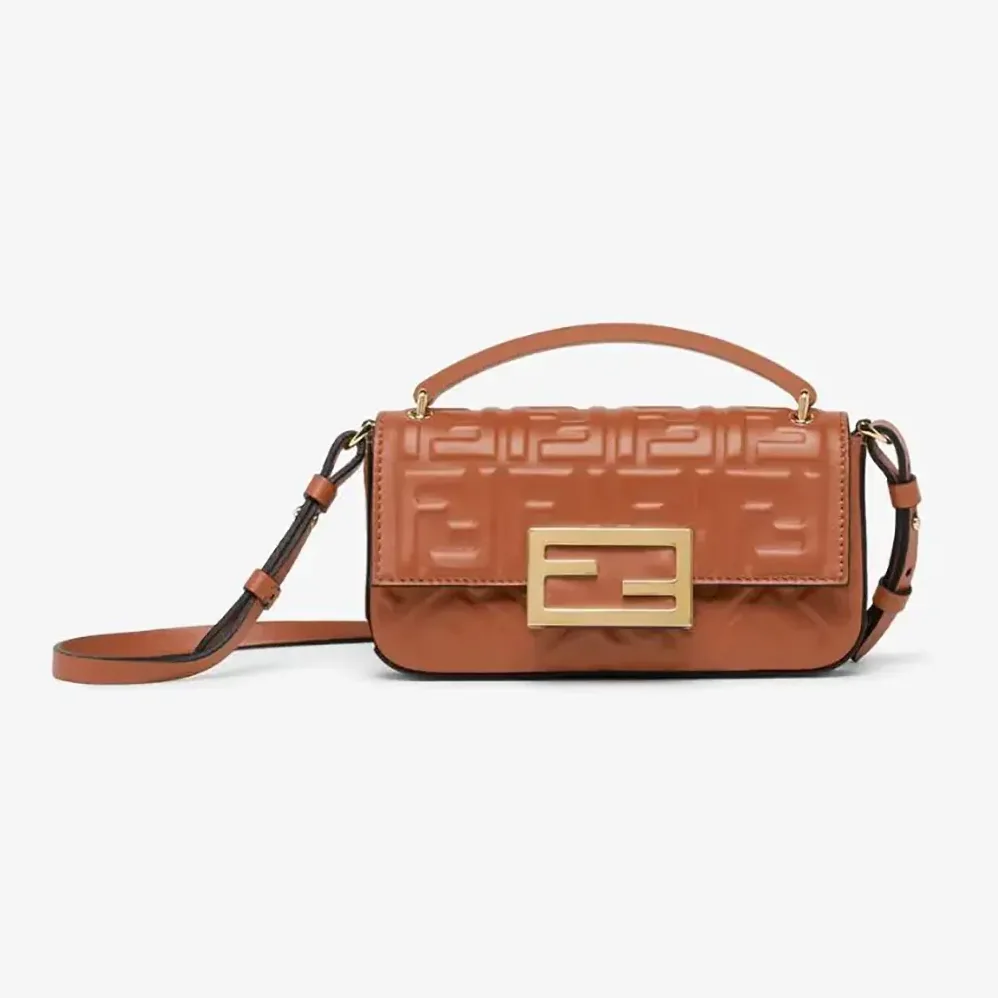 Fendi Baguette Phone Pouch Brown Nappa Leather Pouch for Women Fendi Baguette Phone Pouch Brown Nappa Leather Pouch for Women