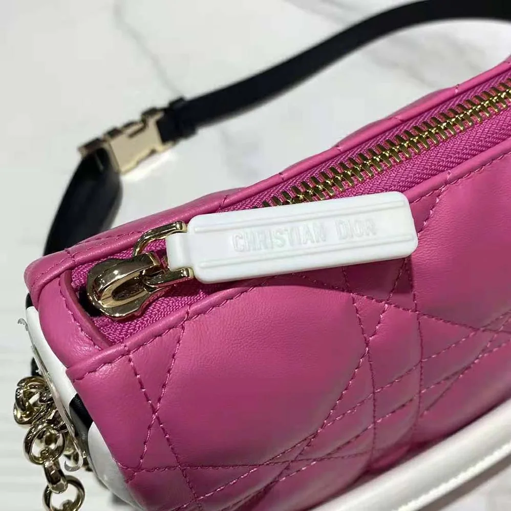 Dior Small Dior Vibe Hobo Bag Fluorescent Pink Macrocannage Lambskin for Women Dior Small Dior Vibe Hobo Bag Fluorescent Pink Macrocannage Lambskin for Women