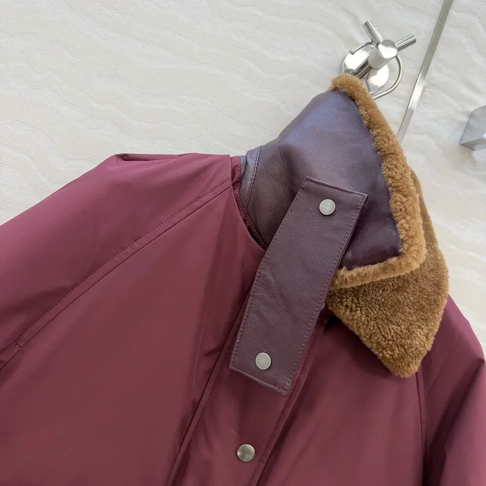 Loewe Puffer in Shearling and Cotton Blend for Men in Burgundy