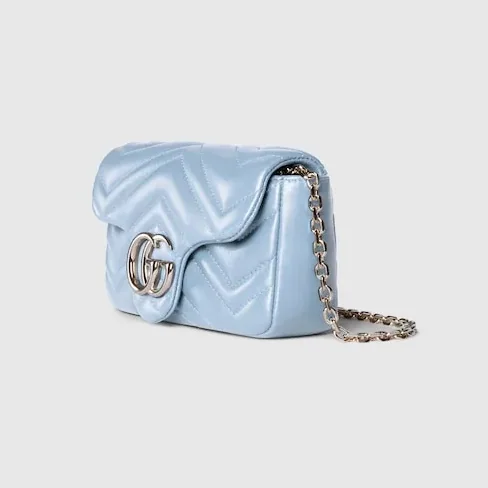 Gucci Marmont Mini Shoulder Bag in Light Blue Palladium Hardware
