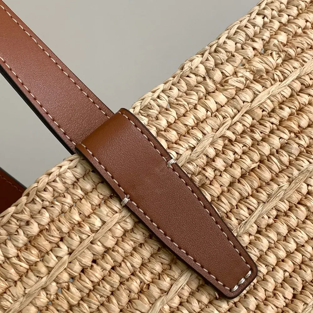 Celine Medium Supple Celine Classic Panier In Raffia And Calfskin for Women Celine Medium Supple Celine Classic Panier In Raffia And Calfskin for Women