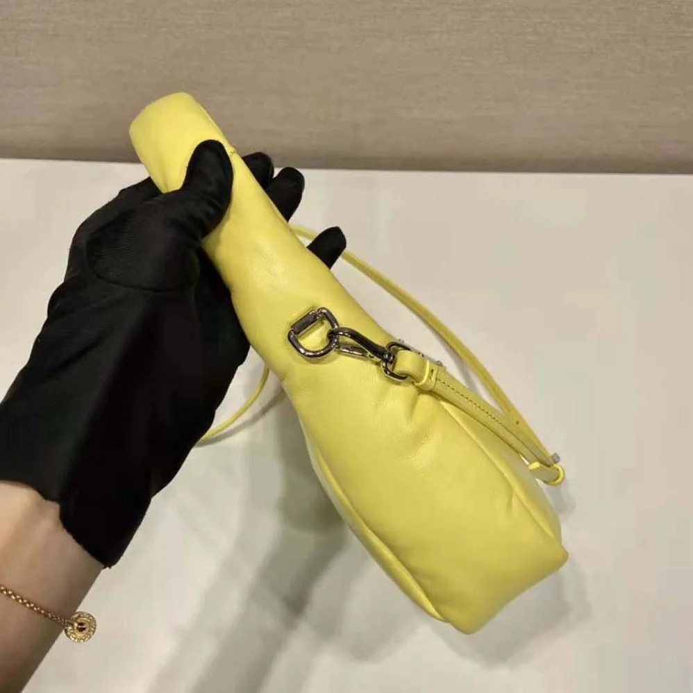 Prada Soft Padded Nappa Leather Mini-Bag for Women in Yellow Prada Soft Padded Nappa Leather Mini-Bag for Women in Yellow
