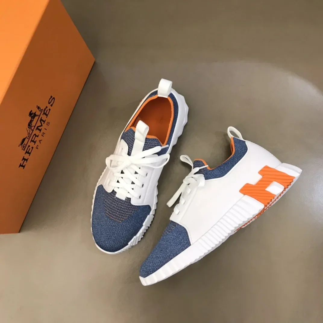 Hermes Depart Sneaker White in Blue Hermes Depart Sneaker White in Blue