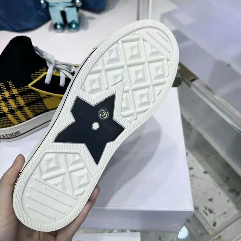 Dior Walk'N'Dior Sneaker Yellow and Black Check'n'Dior Technical Mesh for Women