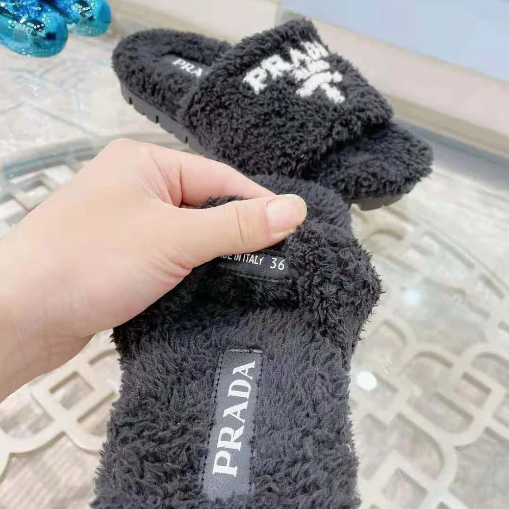 Prada Terry Cloth Slides for Women in Black Prada Terry Cloth Slides for Women in Black