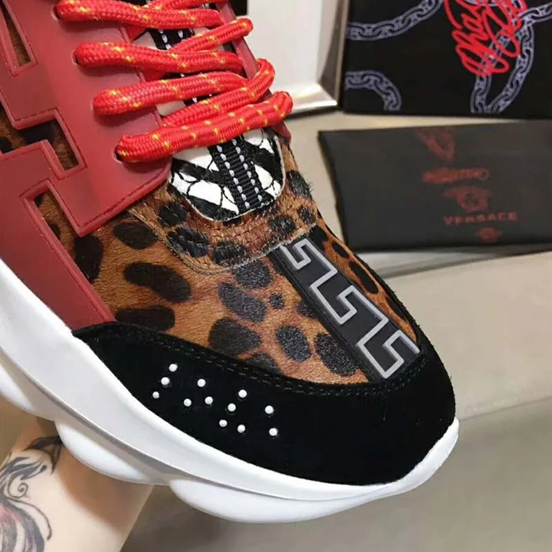 Versace Shoes Chain Reaction Sneakers for Men in Brown
