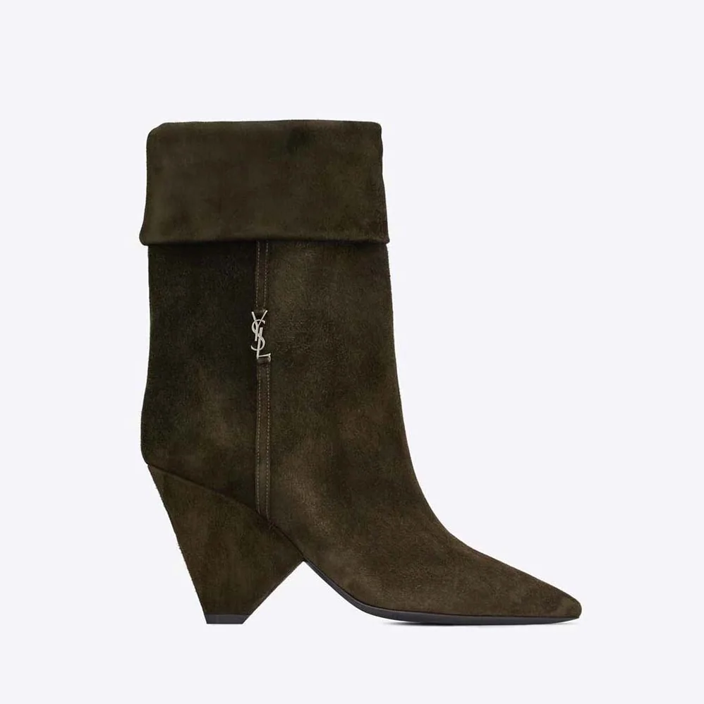 Saint Laurent YSL Niki Booties in Suede and Silver for Women in Tone Monogram Saint Laurent YSL Niki Booties in Suede and Silver for Women in Tone Monogram