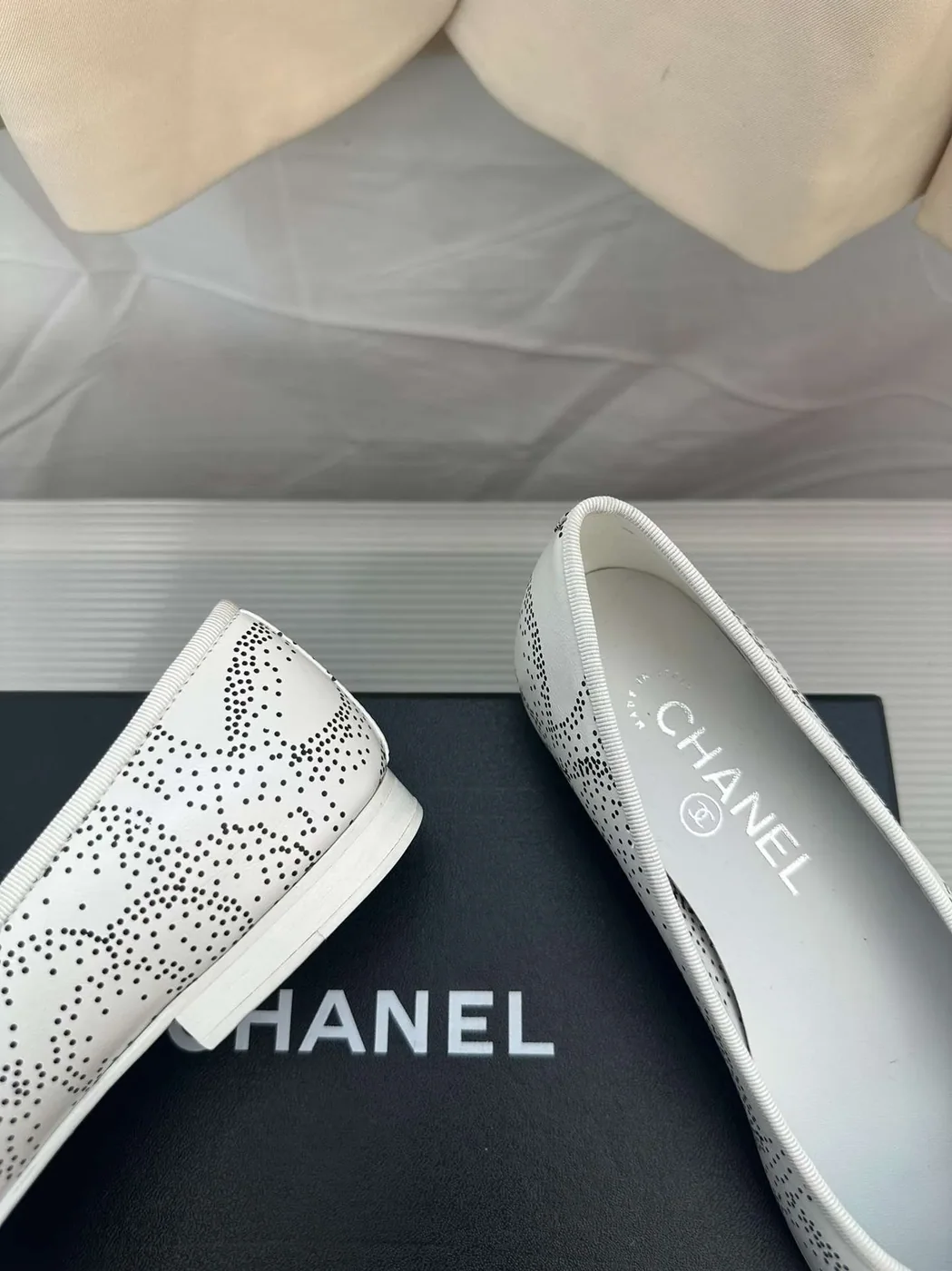 Chanel Cambon Ballet Flats White