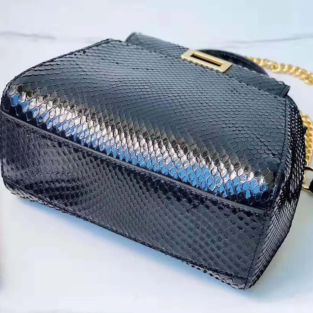 Fendi Peekaboo Iconic Mini Black Python Bag for Women Fendi Peekaboo Iconic Mini Black Python Bag for Women