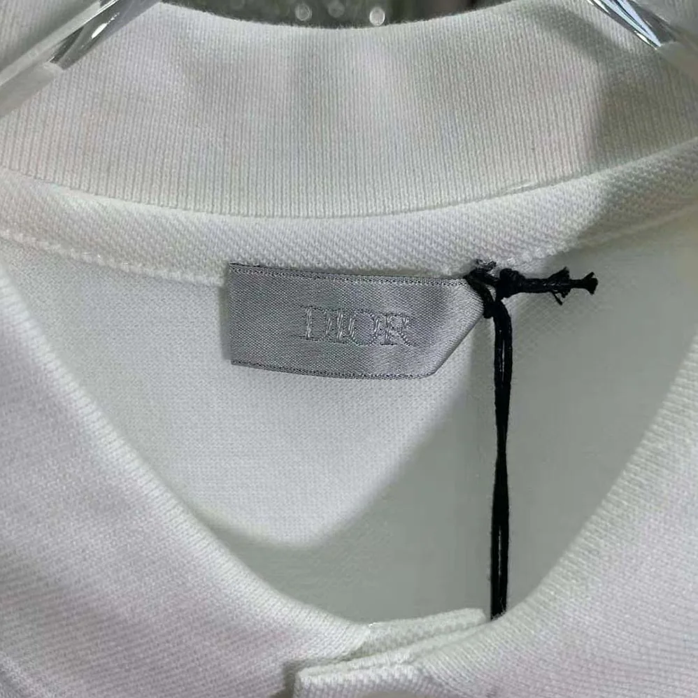 Dior CD Icon Polo Shirt White Cotton Pique for Men
