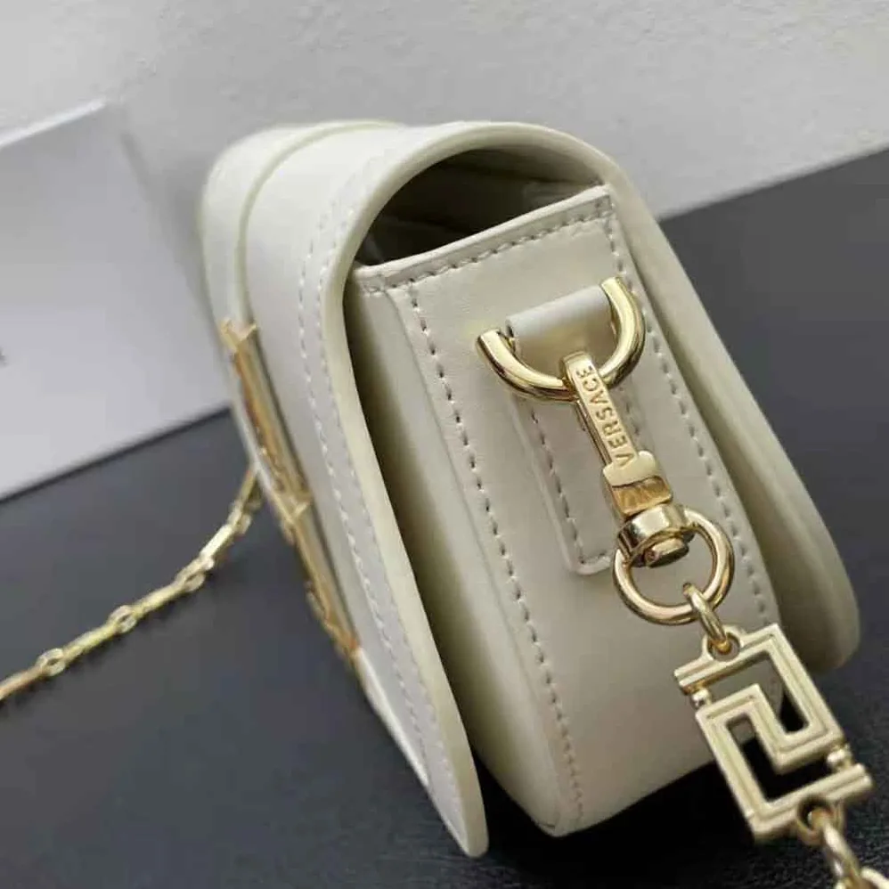 Versace Greca Goddess Shoulder Bag for Women in White Versace Greca Goddess Shoulder Bag for Women in White