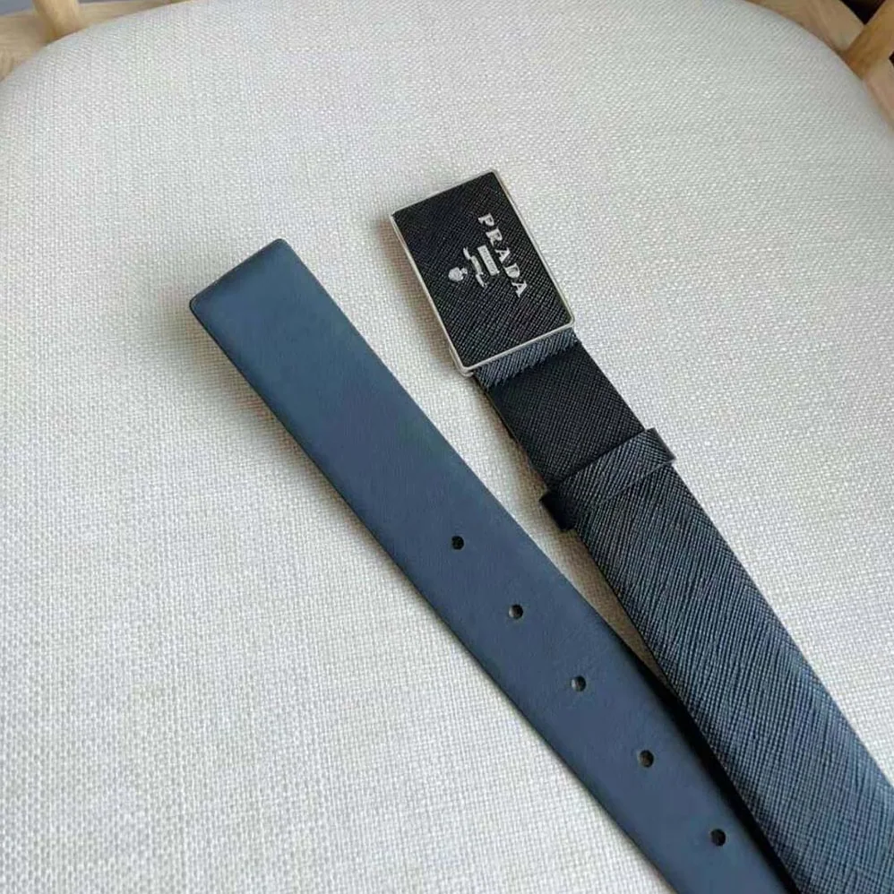 Prada Saffiano Leather Belt for Men in Black Prada Saffiano Leather Belt for Men in Black