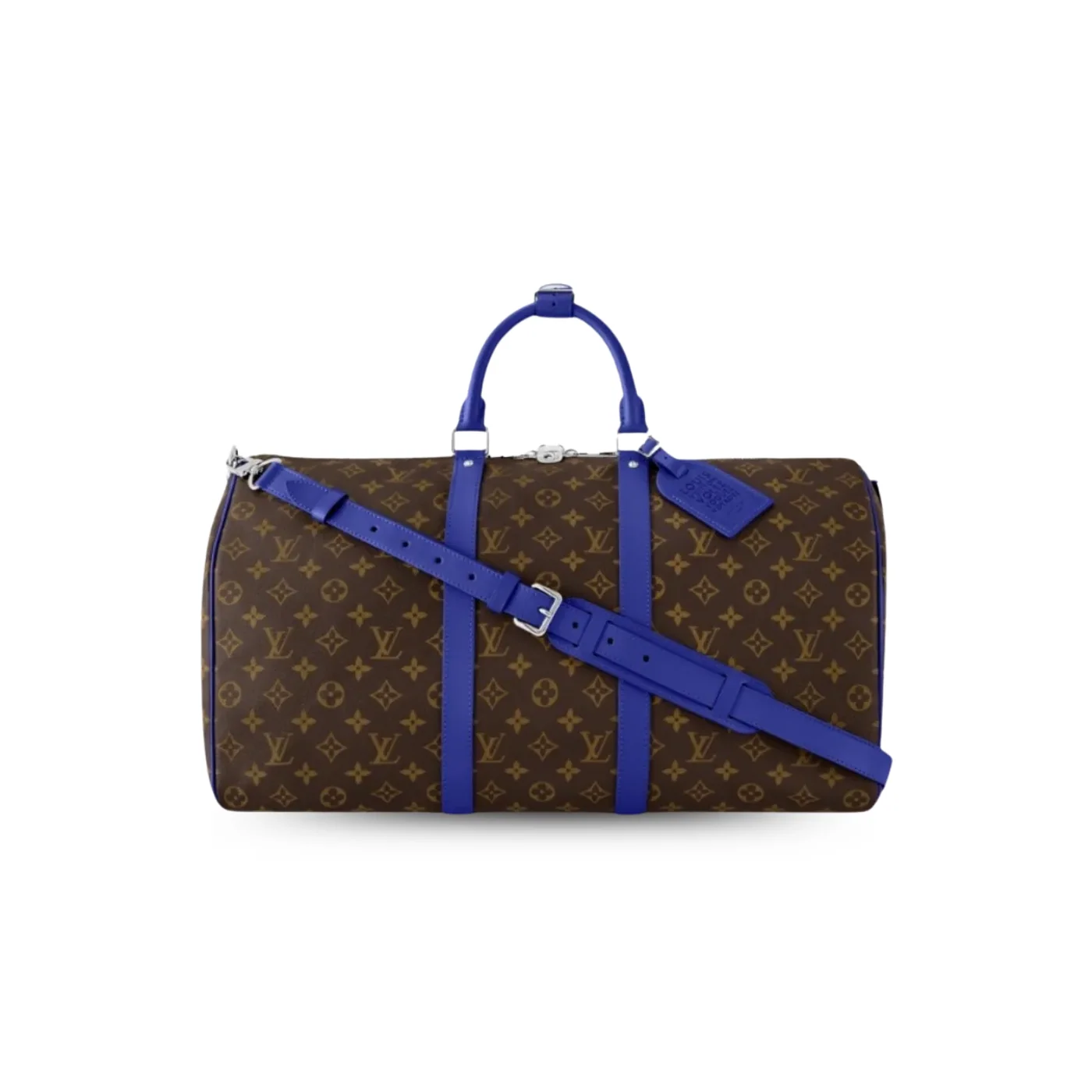 Louis Vuitton Keepall Bandouliere 50 Travel Bag / Brown/ Indigo Blue Silver Hardware Louis Vuitton Keepall Bandouliere 50 Travel Bag / Brown/ Indigo Blue Silver Hardware