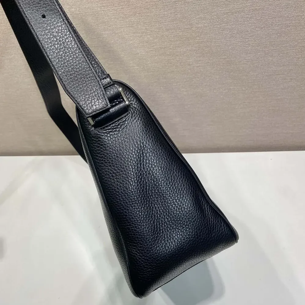Prada Medium Leather Shoulder Bag for Unisex in Black Prada Medium Leather Shoulder Bag for Unisex in Black