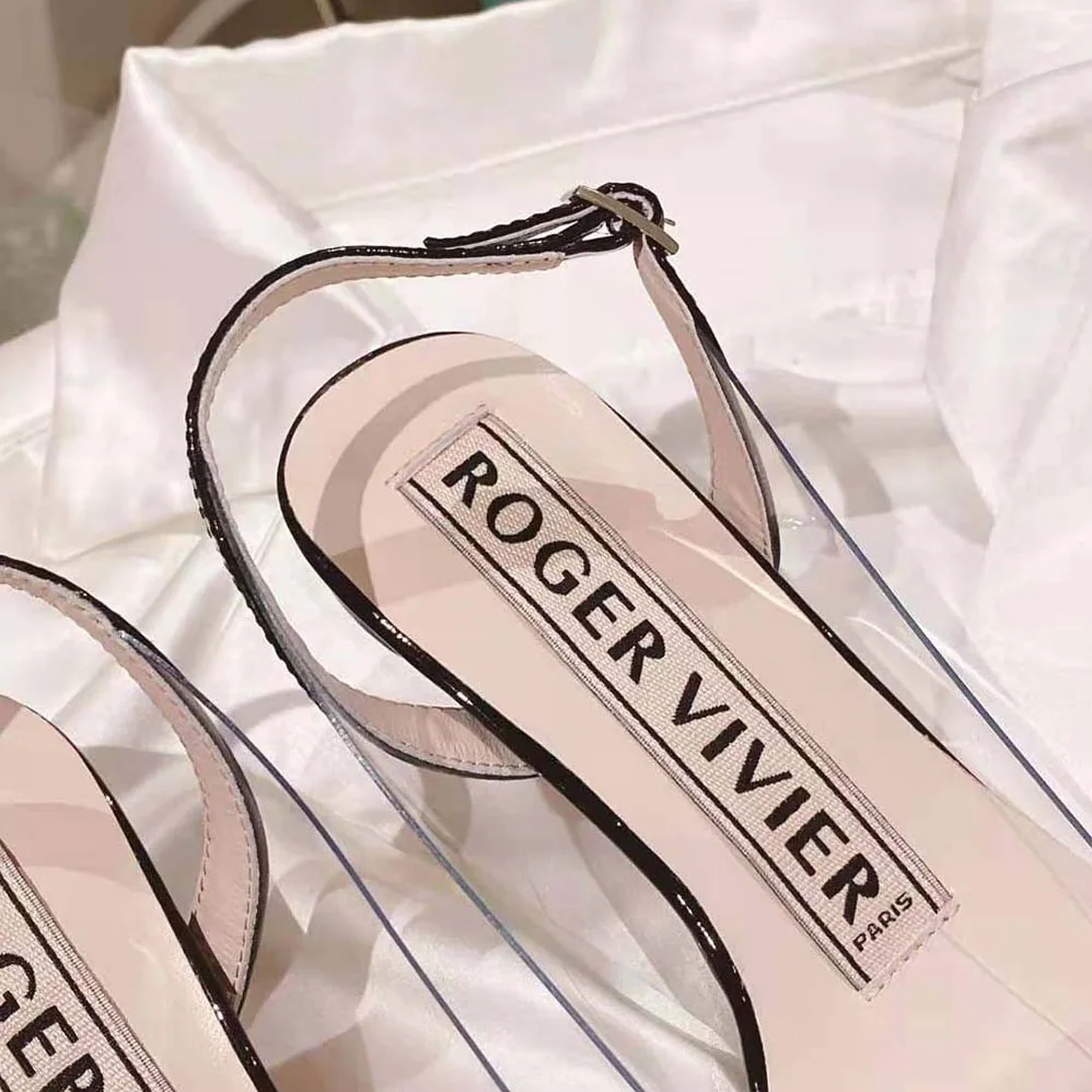 Roger Vivier Virgule Strass Buckle Slingback Pumps in PVC for Women in Black Roger Vivier Virgule Strass Buckle Slingback Pumps in PVC for Women in Black