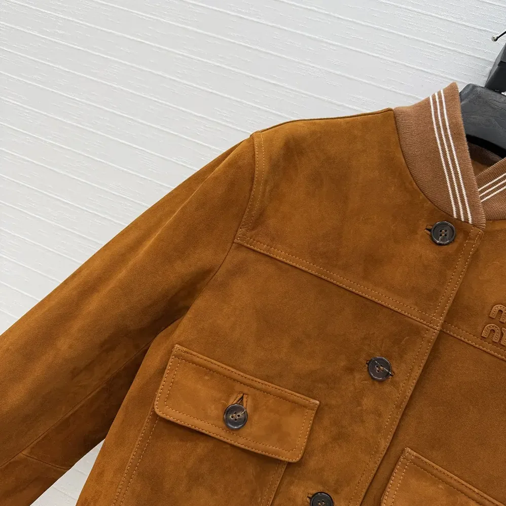 Miu Miu Suede Blouson Jacket for Women in Brown Miu Miu Suede Blouson Jacket for Women in Brown