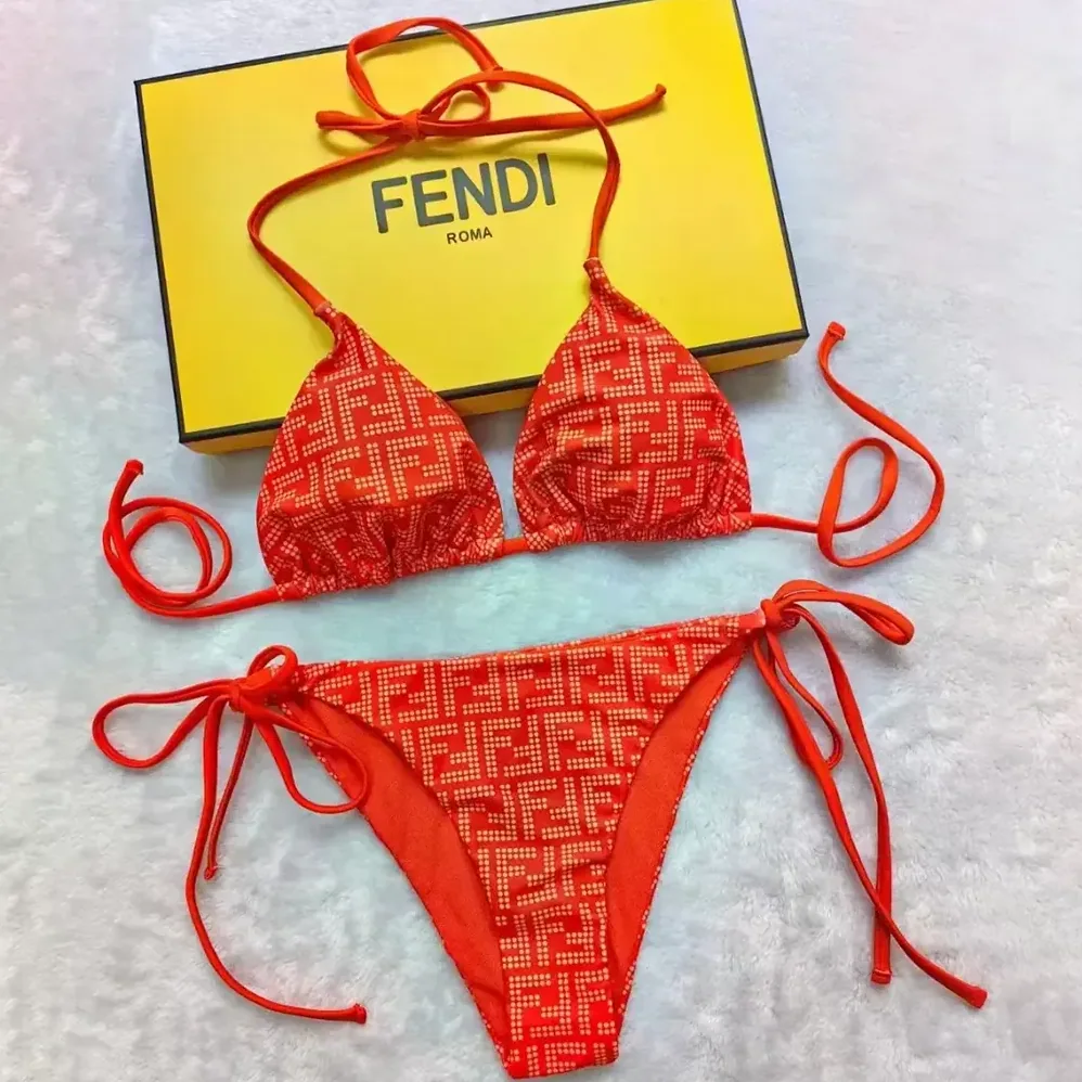 Fendi Swimsuit Orange Tech Fabric Bikini for Women