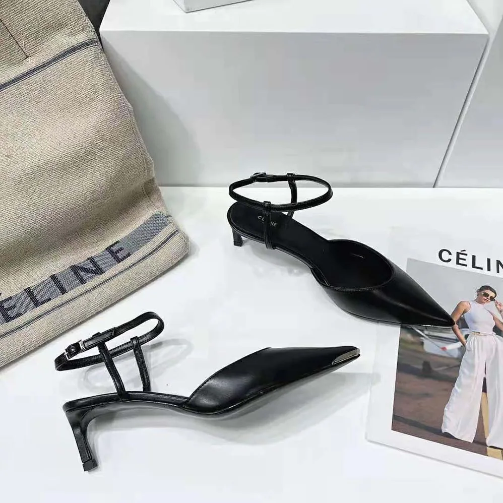 Celine Kitten Metal Toe Pump in Calfskin for Women in Black Celine Kitten Metal Toe Pump in Calfskin for Women in Black