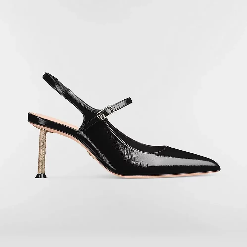 Dior Icon Slingback Pump Black Crinkled Patent Calfskin for Women Dior Icon Slingback Pump Black Crinkled Patent Calfskin for Women
