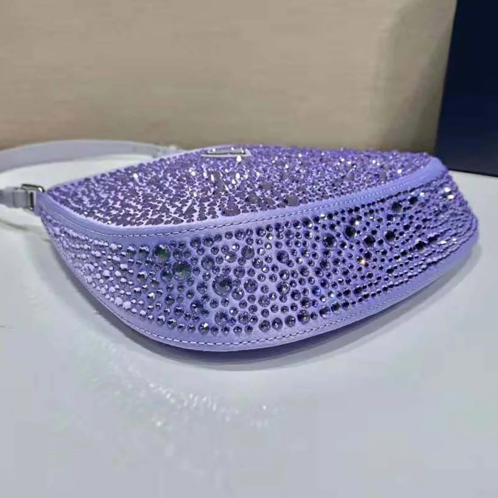 Prada Cleo Satin Bag with Appliques for Women in Purple
