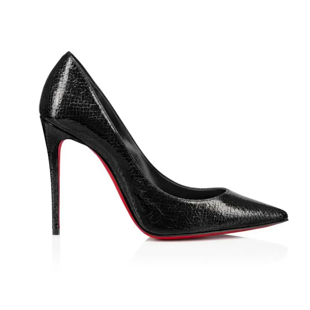 Christian Louboutin Kate 100 mm Pumps Star Textured Laminated Calf Leather for Women in Black Christian Louboutin Kate 100 mm Pumps Star Textured Laminated Calf Leather for Women in Black