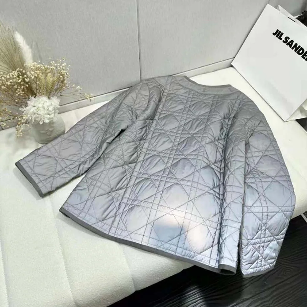 Dior Macrocannage Peacoat Gray Quilted Reflective Technical Taffeta for Women
