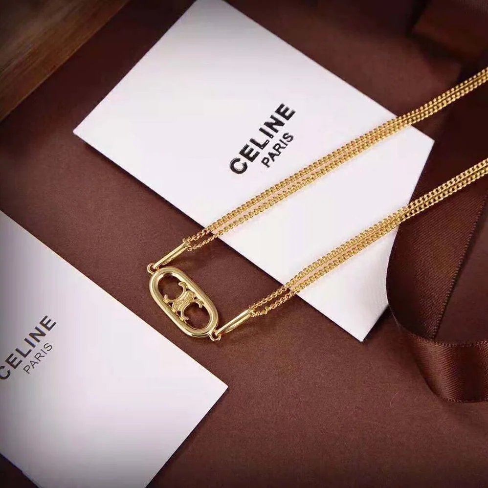 Celine Triomphe Necklace in Gold Brass for Women Celine Triomphe Necklace in Gold Brass for Women