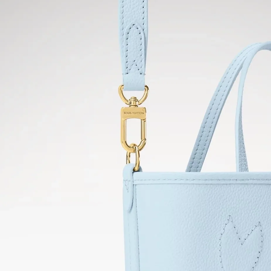 Louis Vuitton Neverfull Bandouliere Inside Out BB Tote Bag / Monogram Sky Blue Gold Hardware