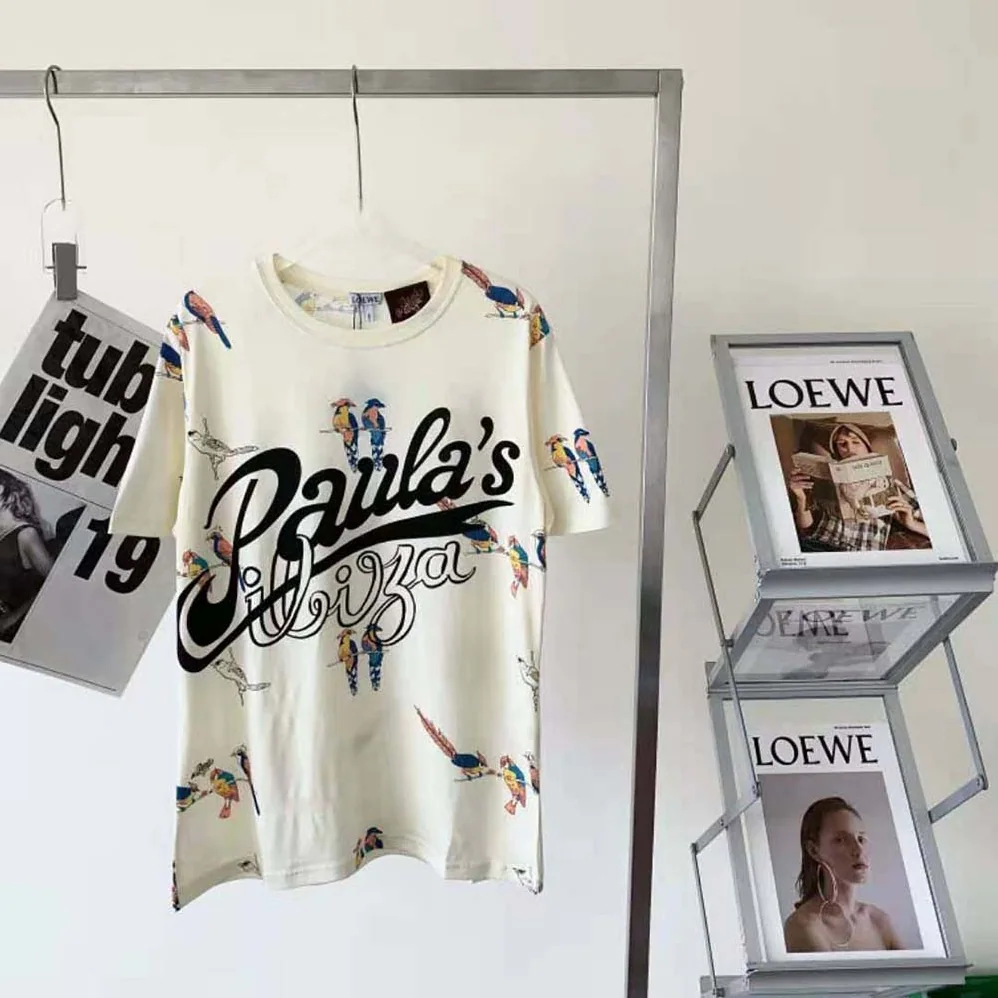 Loewe Parrot Print T-shirt in Cotton for Women in Beige Loewe Parrot Print T-shirt in Cotton for Women in Beige