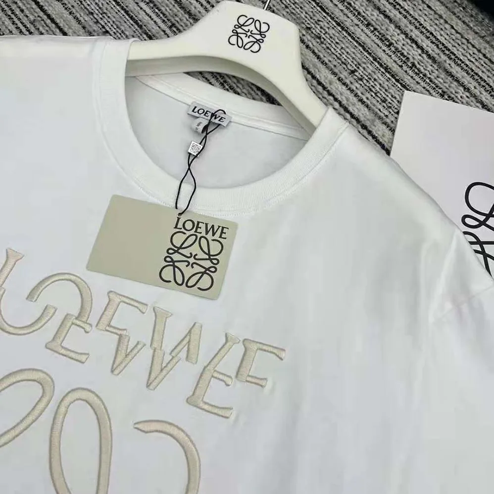 Loewe Loose Fit T-shirt in Cotton for Women in White Loewe Loose Fit T-shirt in Cotton for Women in White