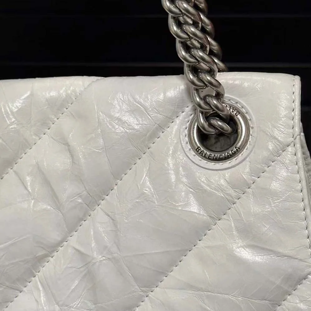 Balenciaga Crush Medium Chain Bag Quilted in White for Women