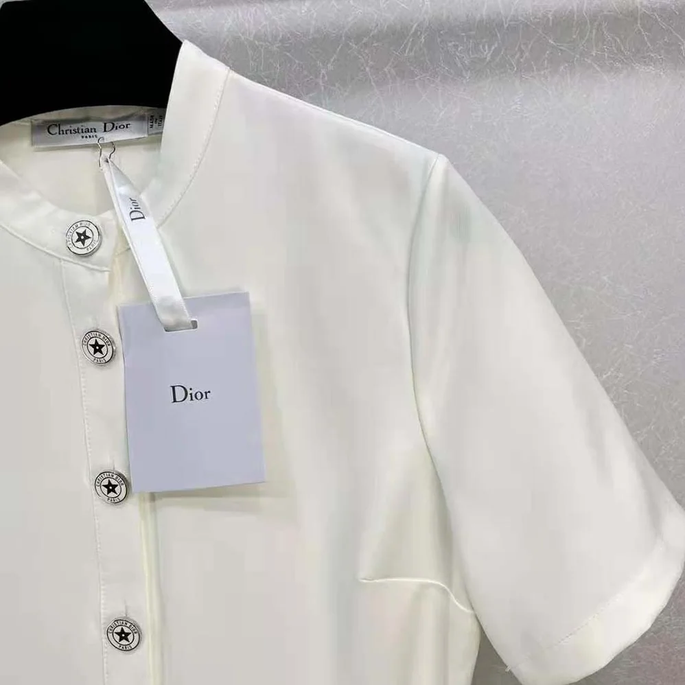 Dior Short Flared Dress White Wool and Silk for Women Dior Short Flared Dress White Wool and Silk for Women