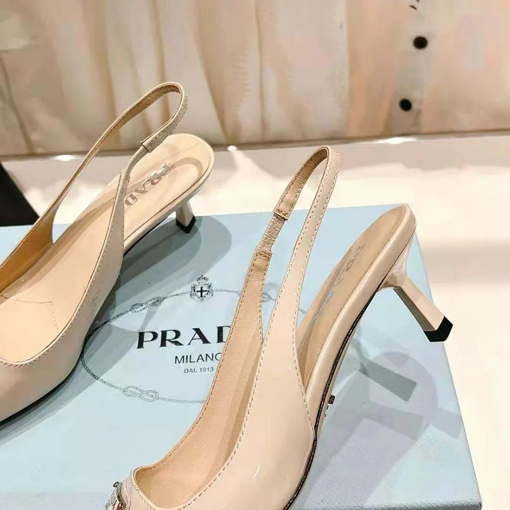 Prada Patent-Leather Slingback Pumps for Women in White