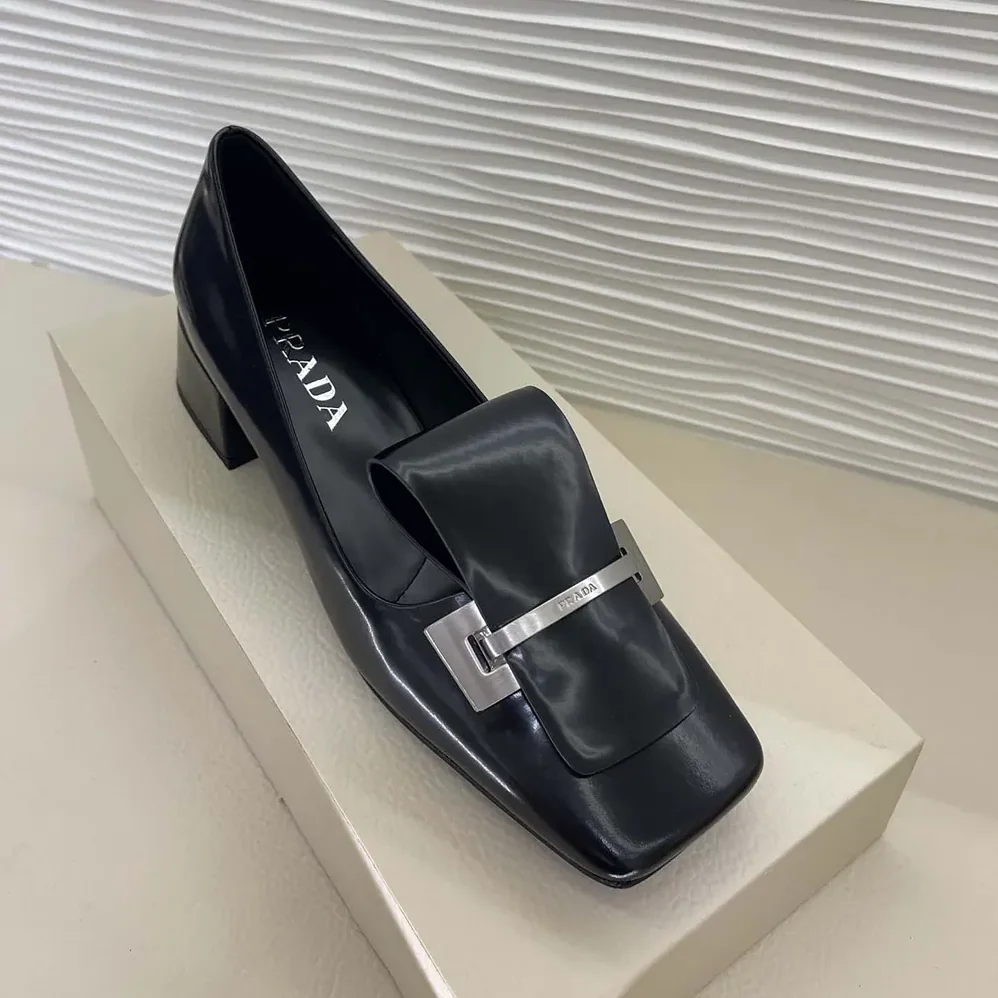 Prada Brushed Leather Pumps for Women in Black