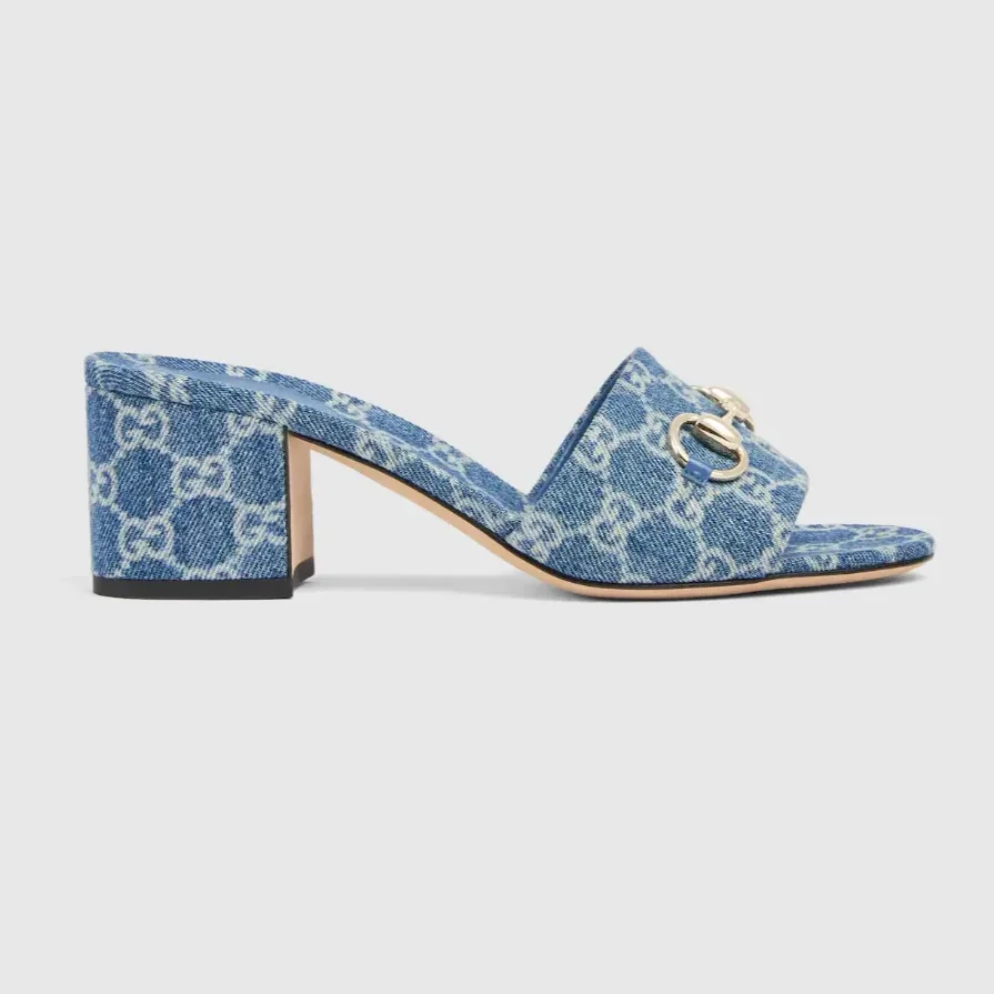 Gucci Horsebit Slide Sandals Blue Denim ? FAFGT 4746