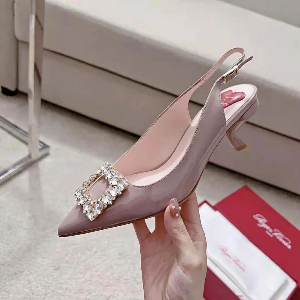 Roger Vivier Virgule Strass Buckle Slingback Pumps in Patent Leather for Women